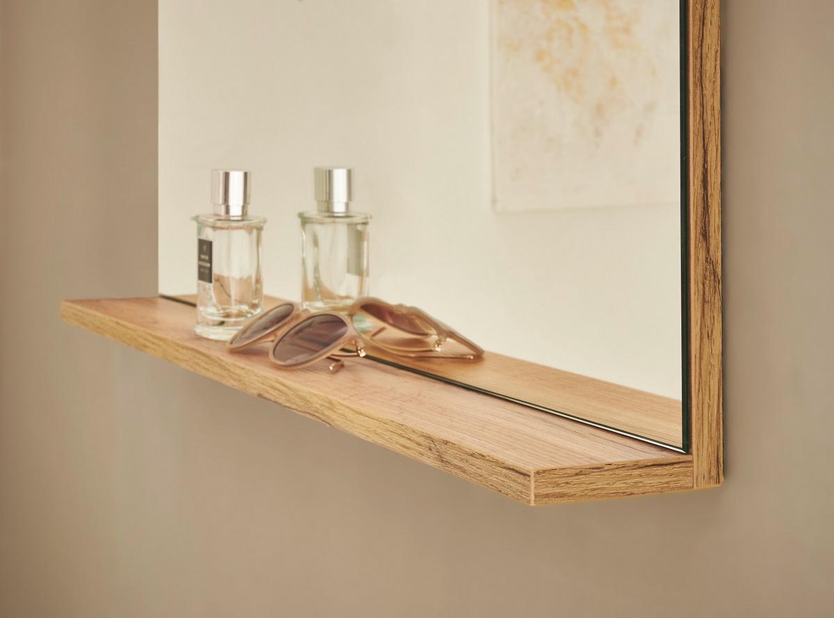 GARDEROBENSPIEGEL, Wotan Eiche Wandspiegel mit Ablage, 75 x 80 cm - Eiche Wotan, Glas/Holzwerkstoff (80/80/10cm)