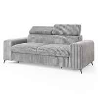 BETTSOFA BENETE Hellgrau Cordstoff mit Schlaffunktion - Hellgrau, Holz/Textil (191/89/92cm) - MASSENO