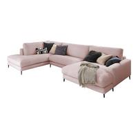 WOHNLANDSCHAFT CARA Pink Cord - Roségold/Schwarz, Textil (341/84/223cm) - KAWOLA