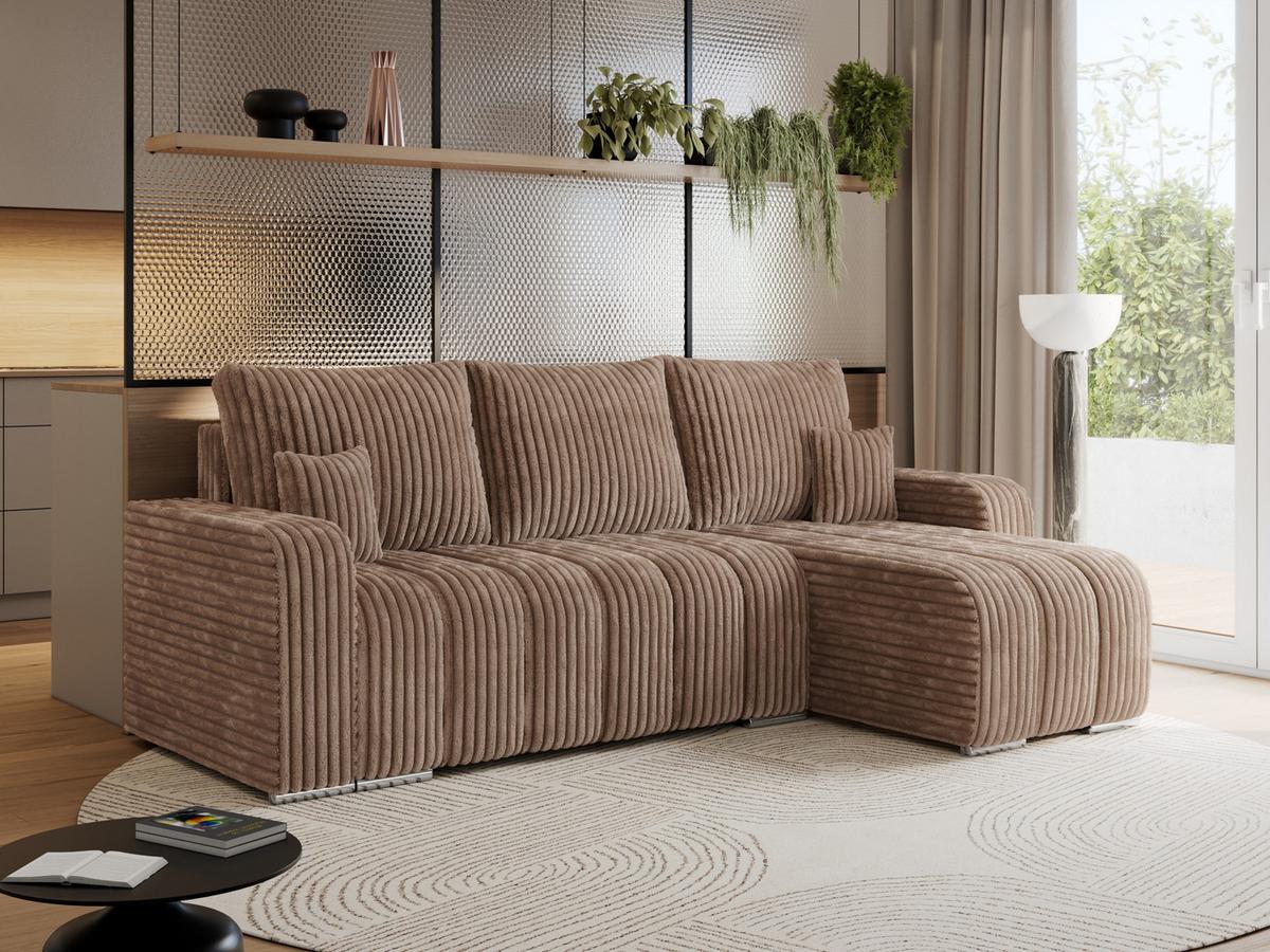 ECKSOFA KIRASSO L Braun Cord - Braun/Grau, Textil (245/147cm) - MKS