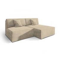 ECKSOFA FIORO M Creme Velours-Stoff mit Schlaffunktion - Creme/Grau, Holz/Kunststoff (204/148cm) - MASSENO