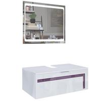 WASCHBECKENUNTERSCHRANK Aloha Absetzungen in Brombeer Hochglanz - Brombeere, Holzwerkstoff (96/36/51cm) - Vladon