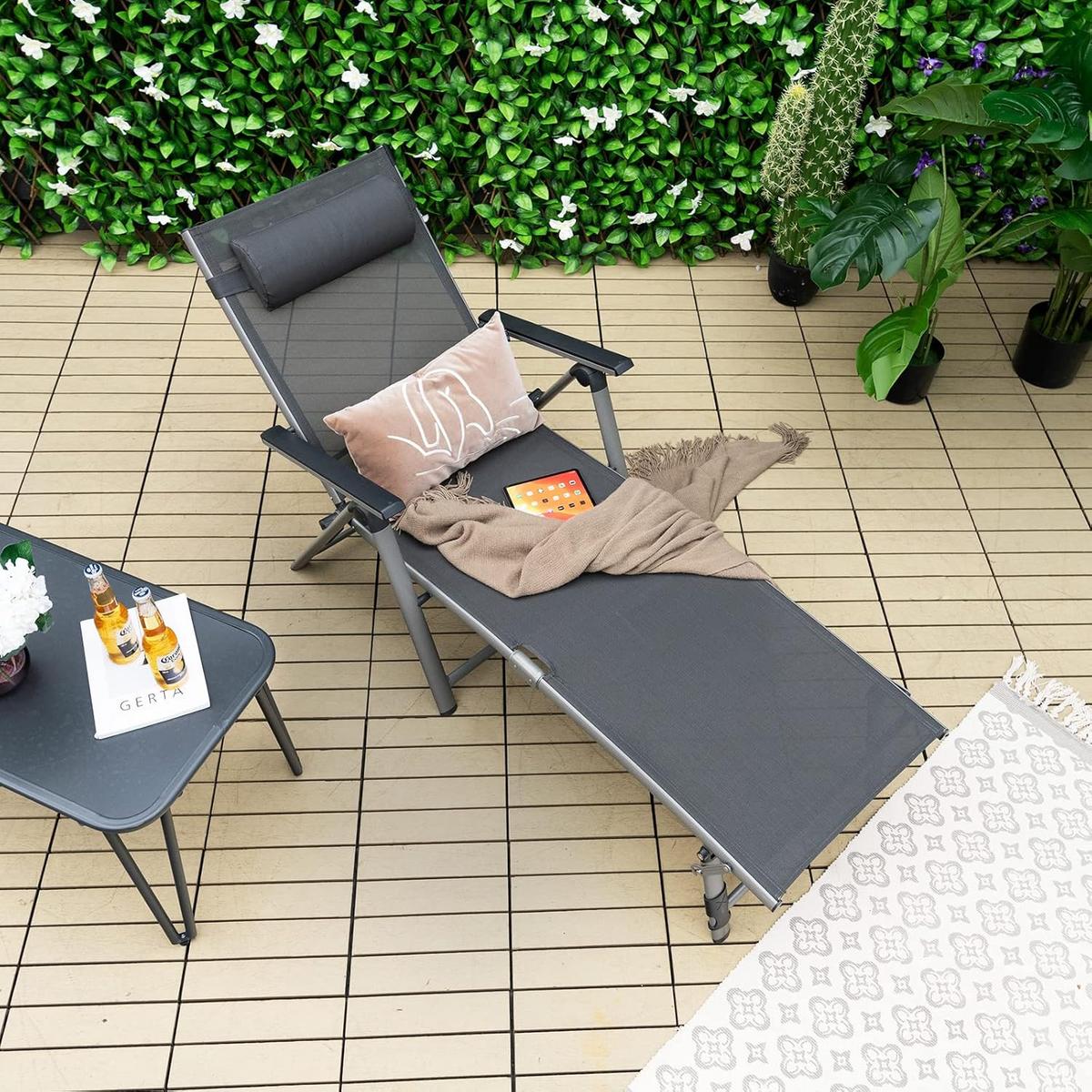 GARTENLIEGE Silber - Silberfarben, Metall (180/69.5/67cm) - COSTWAY
