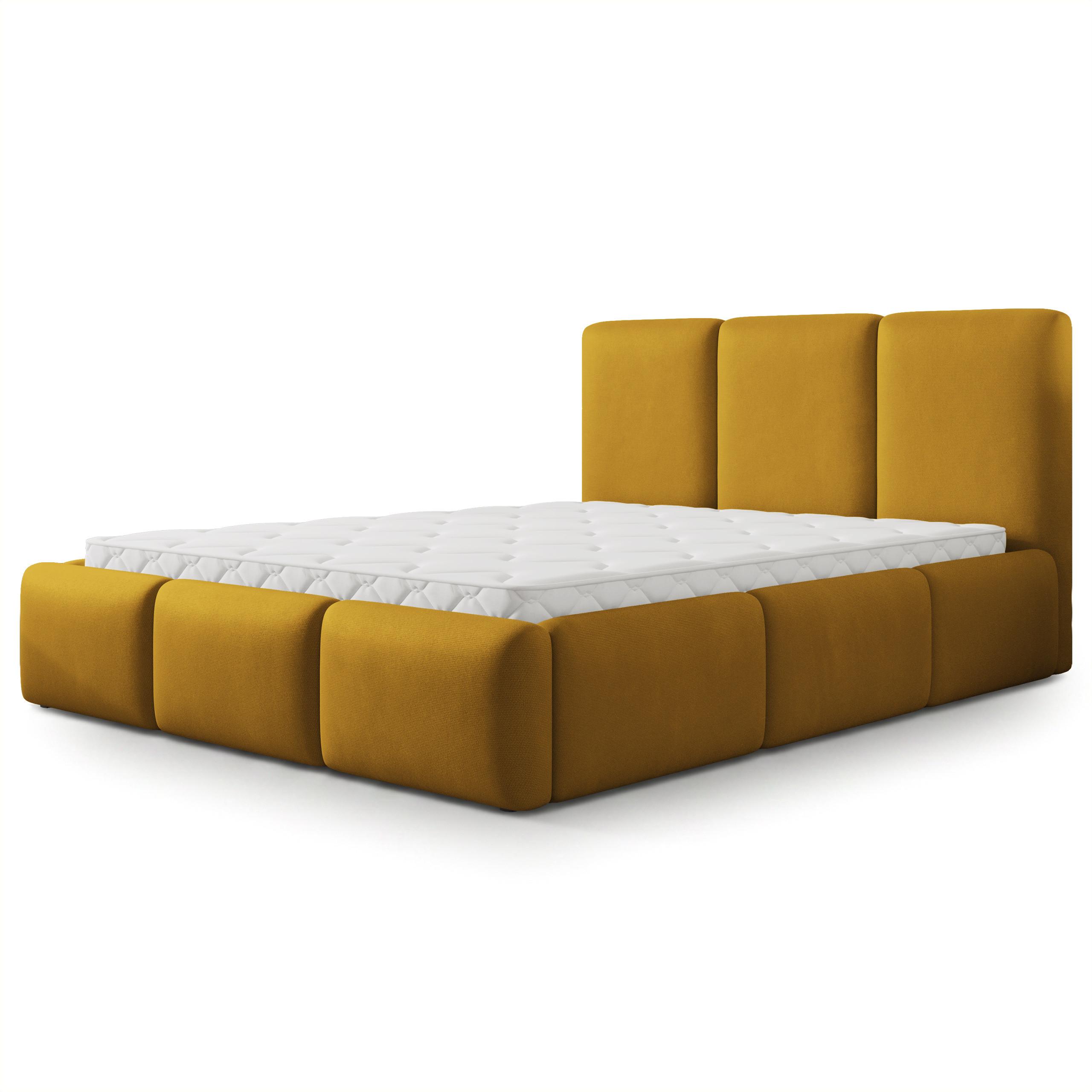 POLSTERBETT ARSIL 120x200 cm mit Bettkästen - Gelb - Gelb, Holz/Textil (120/200cm) - MASSENO