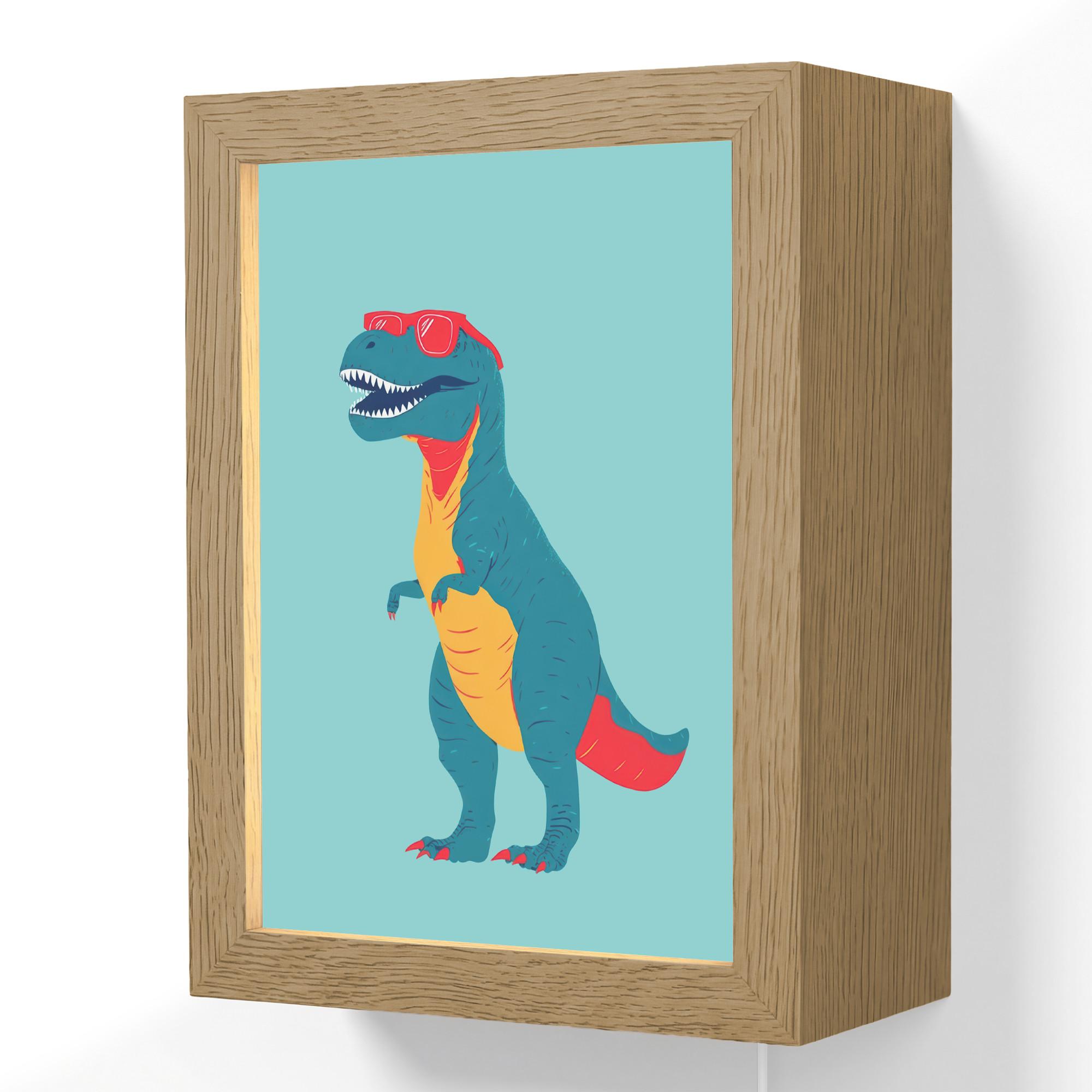WANDLEUCHTE Dinosaurier - Blau - Sonnenbrille 15x20 cm - Hellblau, Holzwerkstoff (15/20/8cm) - OnlyWow