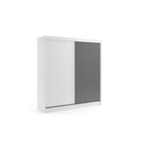 KLEIDERSCHRANK VILAN mit Lamel/LED - 200 cm - Weiß|Schwarz - Schwarz/Weiß, Holzwerkstoff (200/215/61cm) - ALTDECOR