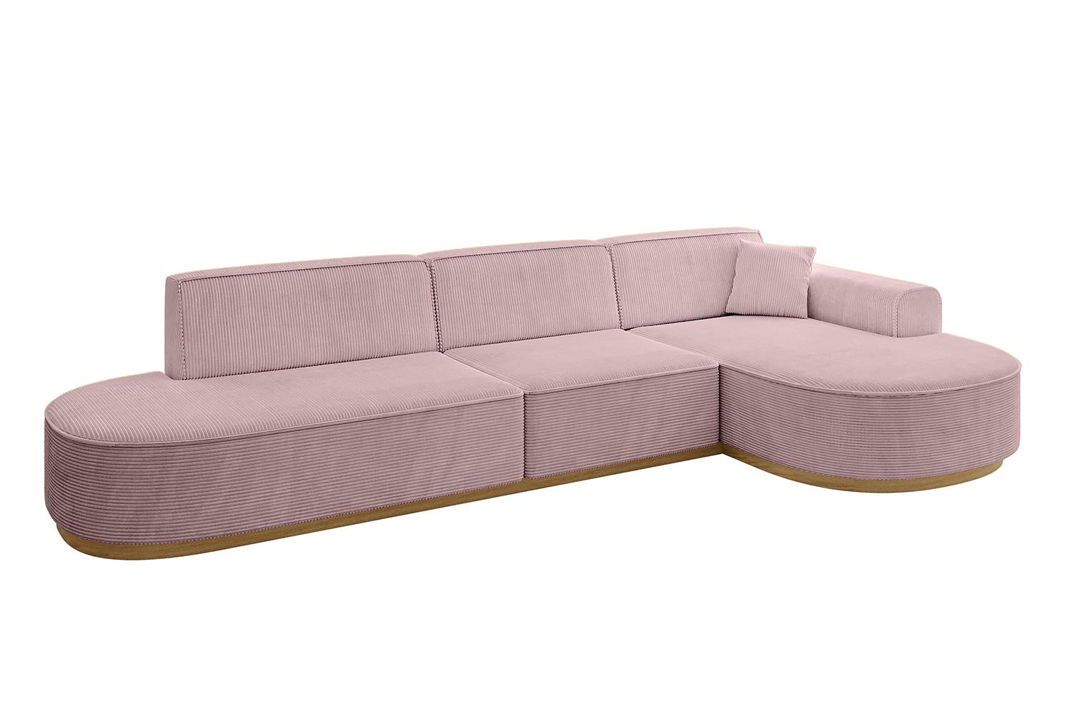 ECKSOFA Ottomane Rechts MARI-L2-v2 - 328x171x83 cm Rosa Cord - Rosa, Holzwerkstoff/Textil (171/328cm) - ALTDECOR