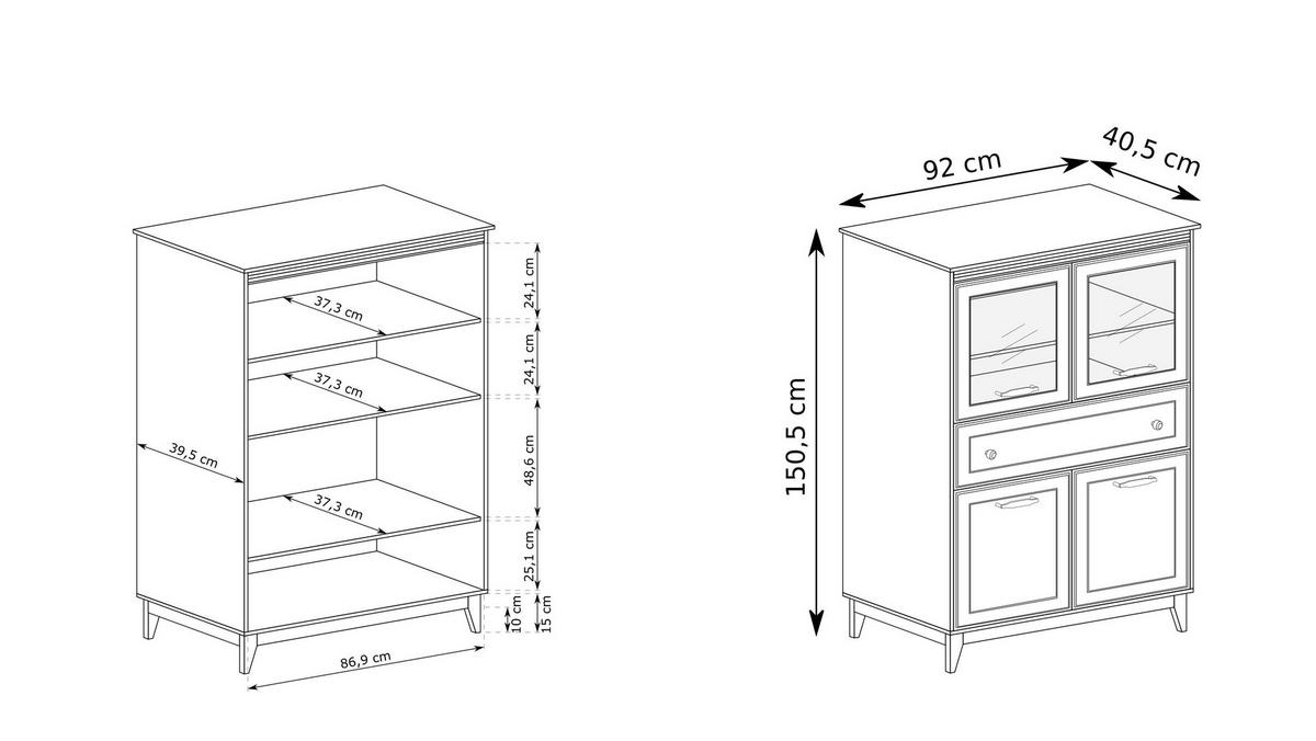 VITRINE CUNEO 150,5 / 92 cm in Kaschmir - Kaschmir, Holzwerkstoff (92/150.5/40.5cm) - MASSENO