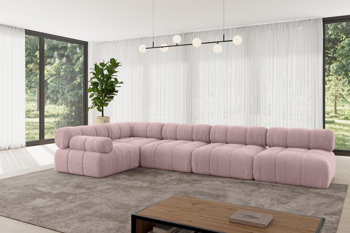 ECKSOFA modulares Sofa Mende-L3 - 380x190x70 cm Rosa Cord - Rosa, Holzwerkstoff/Textil (380/190cm) - ALTDECOR