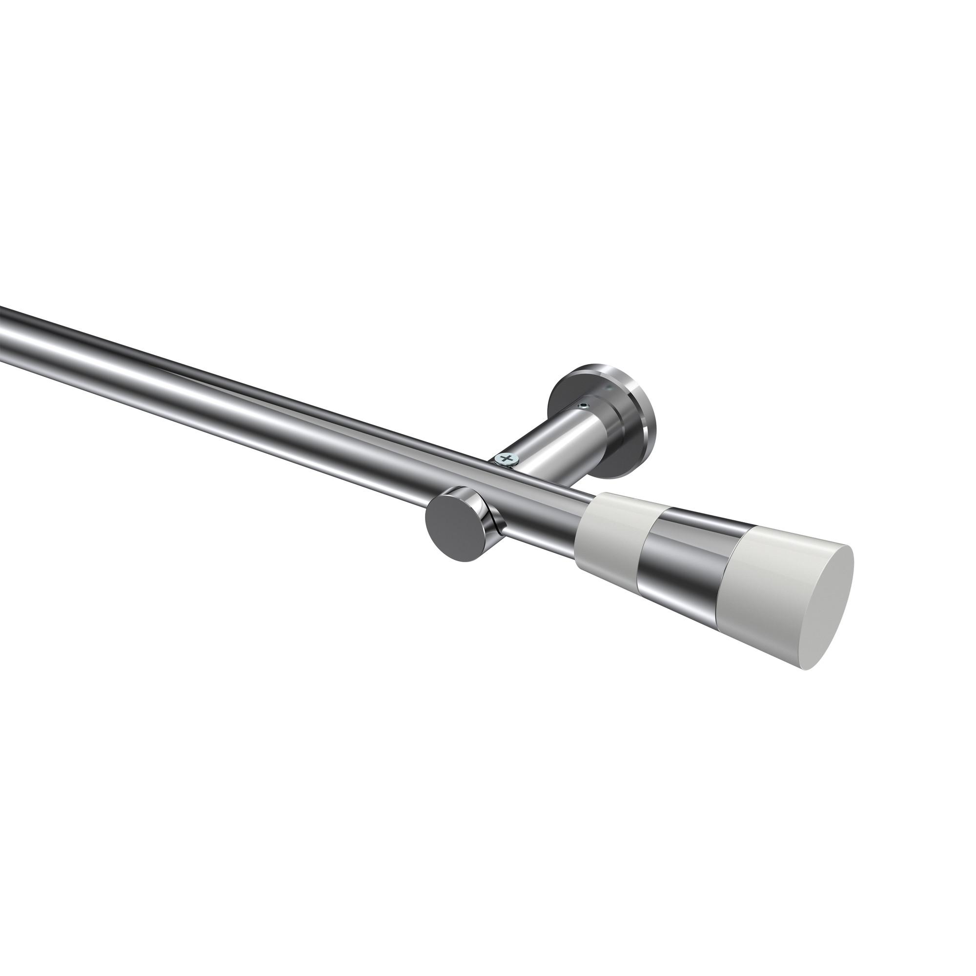 GARDINENSTANGE Platon Tanara 120 cm, 1-läufig (ohne Ringe), 20 mm Ø Chrom - Chromfarben/Weiß, Metall (120cm) - INTERDECO