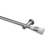 GARDINENSTANGE Platon Tanara 120 cm, 1-läufig (ohne Ringe), 20 mm Ø Chrom - Chromfarben/Weiß, Metall (120cm) - INTERDECO