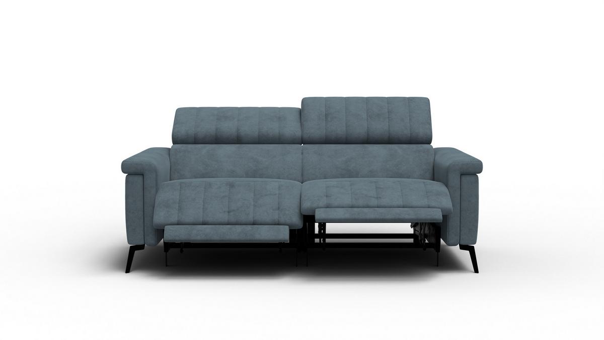 RELAXSOFA NORDEL 3-Sitzer, blaugrau - Blaugrau/Schwarz, Holz/Textil (194/80/105cm) - Wozimo