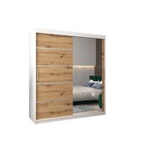 SCHWEBETÜRENSCHRANK 200/180/62 2-türig - Silberfarben/Eiche Artisan, Holz/Kunststoff (180/200/62cm) - MÖBEL KRYSPOL