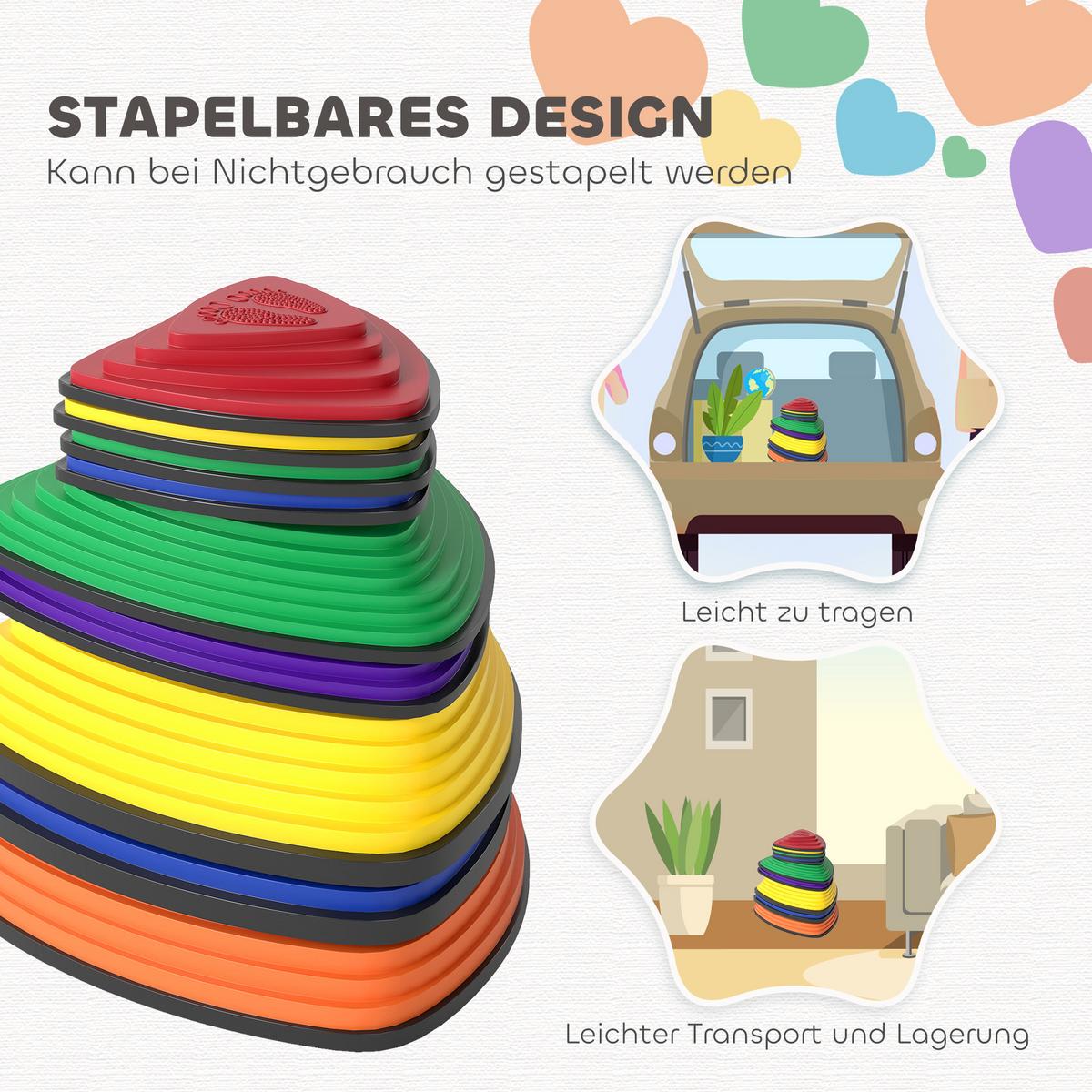 BALANCIERSTEINE 9 Stück Rutschfeste Trittsteine für Kinder 3-8 Jahren Bunt - Multicolor, Kunststoff (37.5/16/37.5cm) - AIYAPLAY