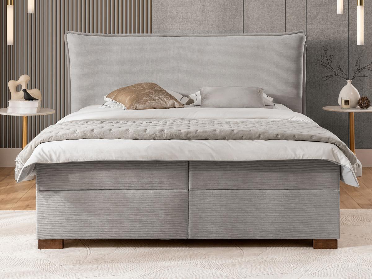 BOXBETT Lovetti, Strukturstoff mit Cordoptik, H3 - Dunkelbraun/Hellgrau, Holz/Kunststoff (140/200cm) - S-Style Möbel