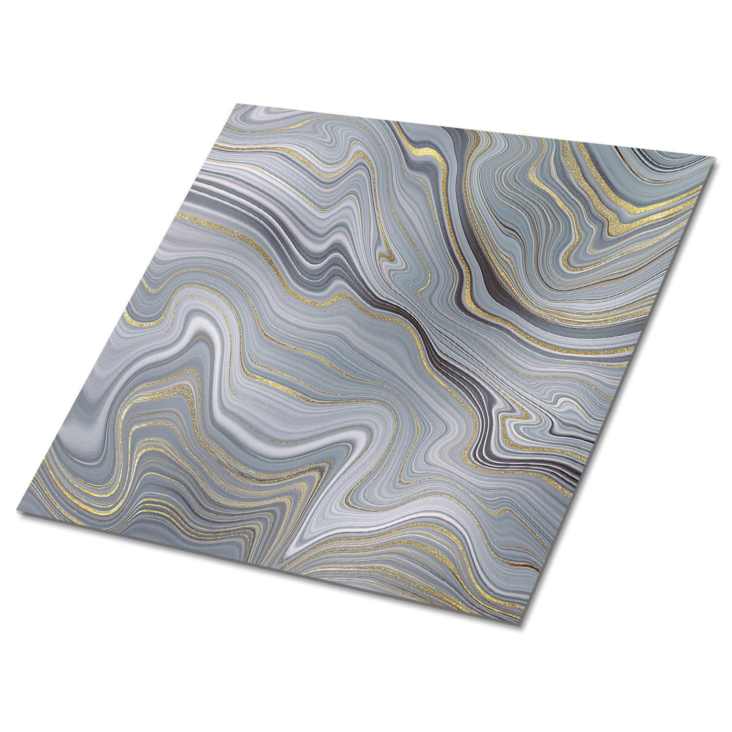 FLIESENAUFKLEBER 9 Stück 30x30 cm selbstklebend Marmorwellen - Grau, Textil (30/1.6/30cm) - TULUP