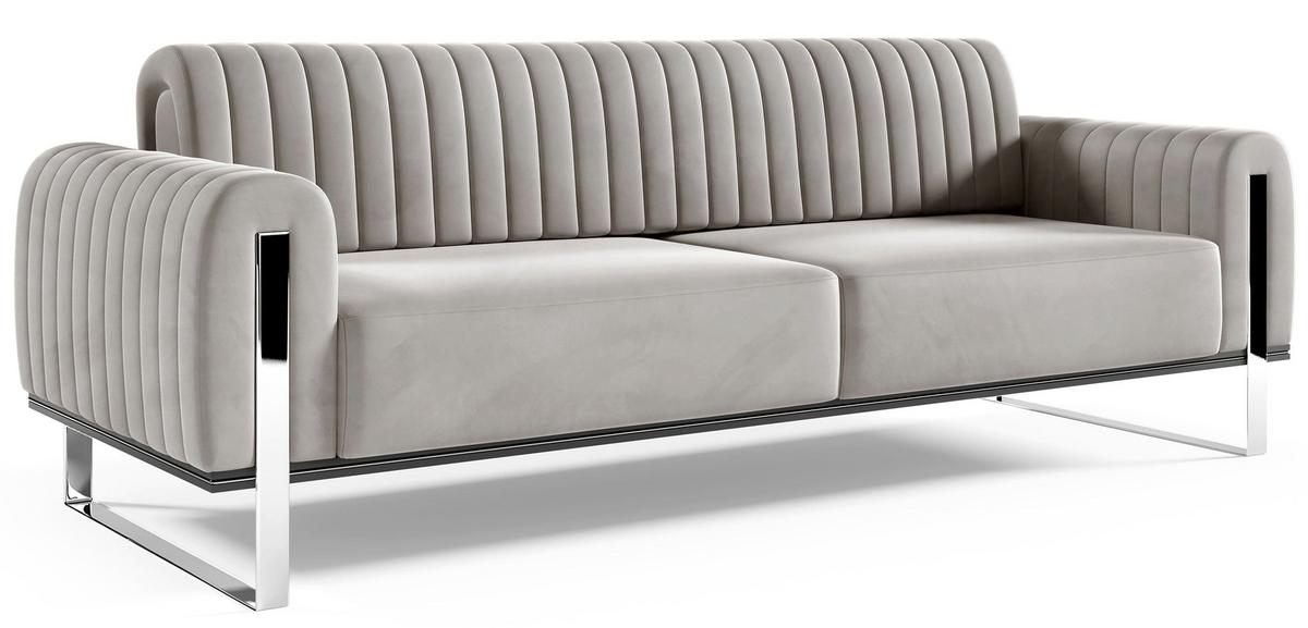 SOFA Parissa 228 cm - Silberfarben/Hellgrau, Textil/Metall (228/79/92cm) - Selsey