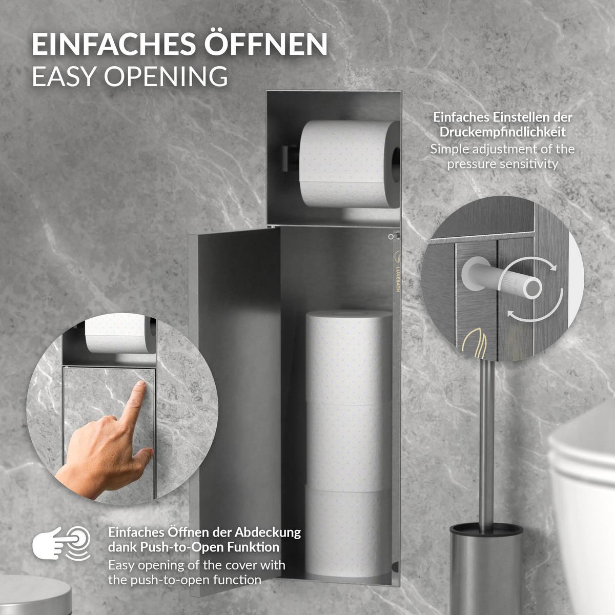 UNTERPUTZ-SCHRANKMODUL WC aus Edelstahl Silber 60x20x14 cm - Silberfarben, Metall (14/60/20cm) - LuxeBath