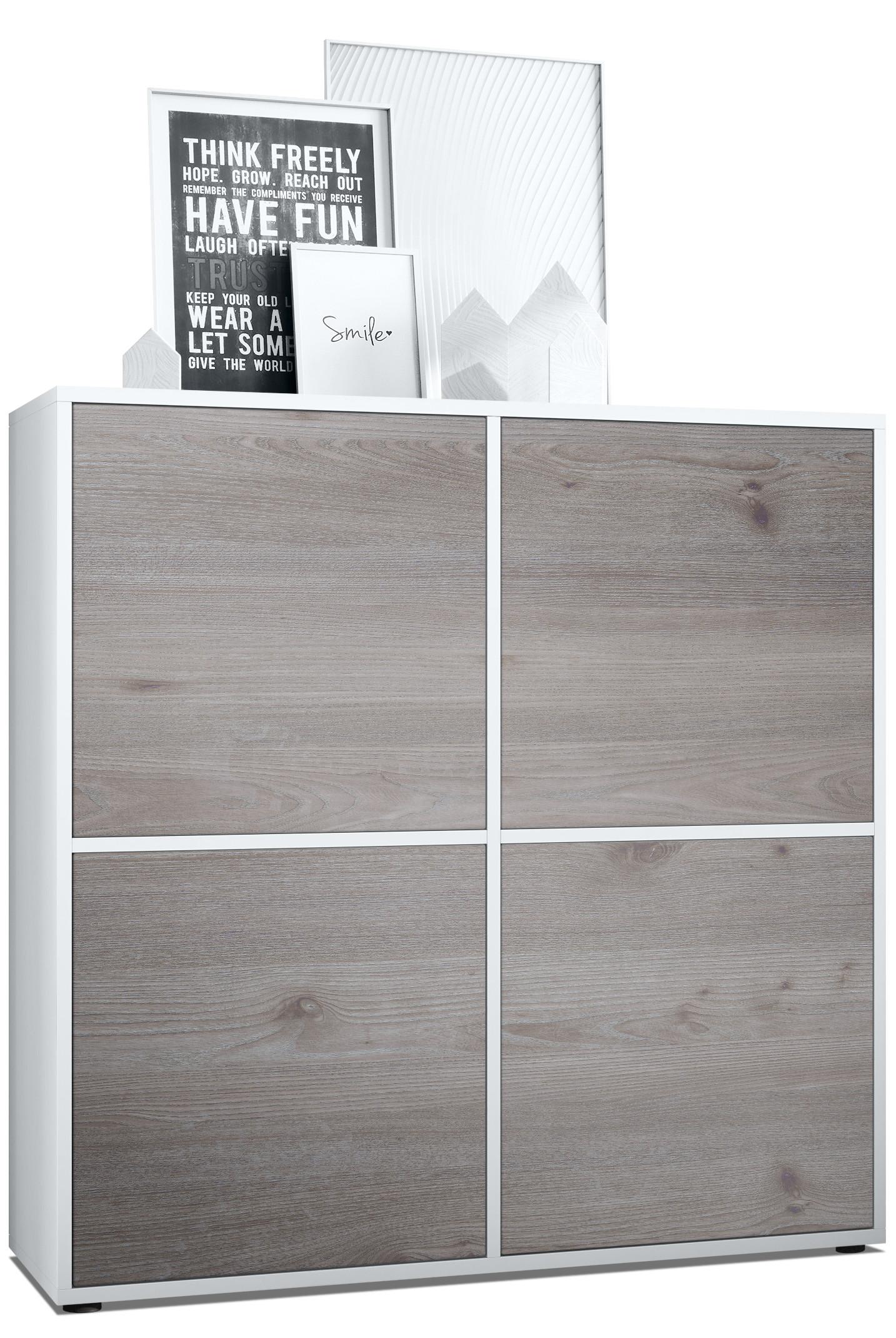 HIGHBOARD Cuba Türen in Eiche Nordic - Silbereichenfarben, Holzwerkstoff (104/105.5/35.5cm) - Vladon
