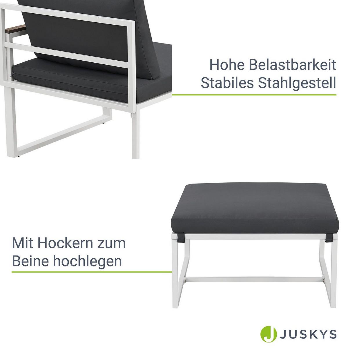 GARTENMÖBEL Bari dunkelgrau 5-tlg. - Grau, Metall - Juskys