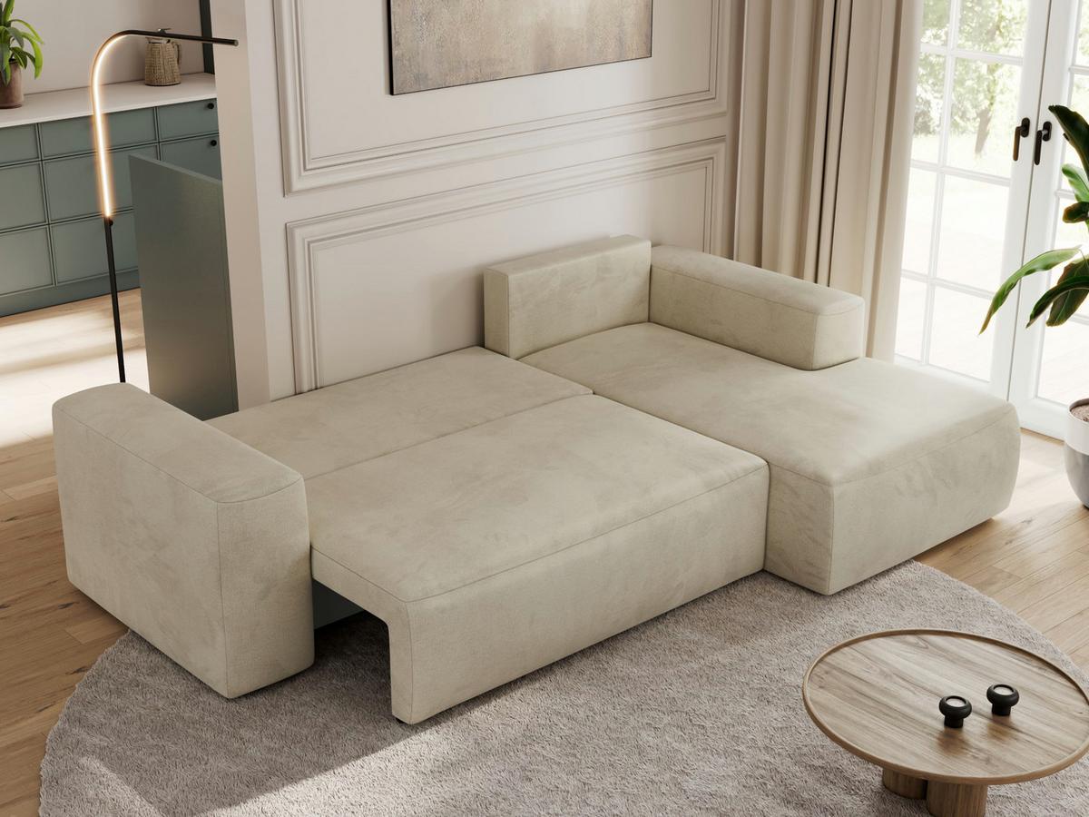 ECKSOFA TRENTINO L Beige Velvet - Rechts - Beige/Schwarz, Kunststoff/Textil (164/266cm) - MKS