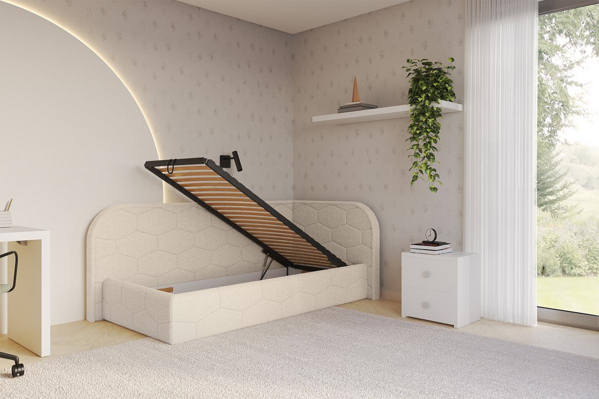 EINZELLBETT Jugendbett mit Bettkasten, Links - JAXY 80x200 Dunkelbeige - Cappuccino, Holzwerkstoff/Textil (80/200cm) - ALTDECOR