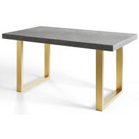 INDUSTRIELLER Esszimmertisch LOFT-U, ausziehbarer Tisch, Größe: 120-220X80X77 cm, Wohnzimmertisch Farbe: Grau, mit Metallbeinen in Farbe Gold - Goldfarben/Grau, Holzwerkstoff (120/80/77cm) - Alpi-Möbel