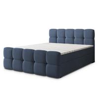 BOXBETT BRUME 200x200 cm mit Matratze und Topper, H2+H3 - Blau - Blau, Holz (200/200cm) - MASSENO
