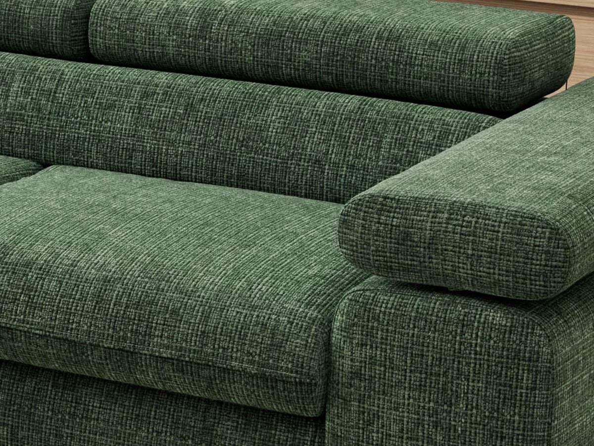 ECKSOFA PABLO L Dunkelgrün Schenille grob gewebt - Links Seite - Dunkelgrün/Schwarz, Textil/Metall (208/273cm) - MKS