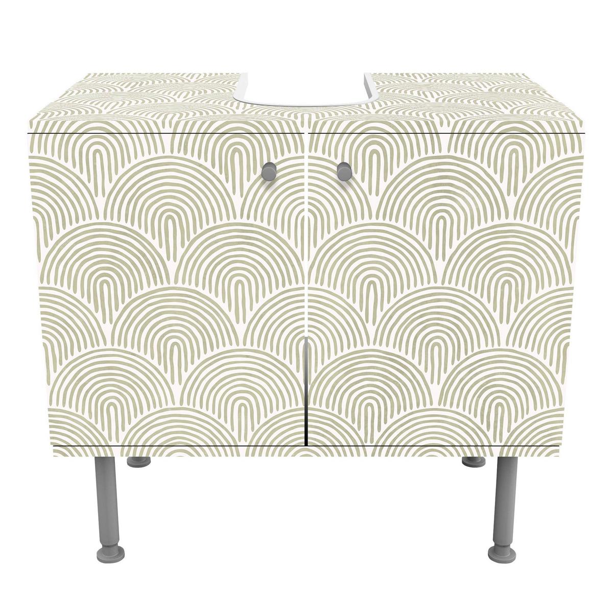 WASCHBECKENUNTERSCHRANK Boho Bogen Muster Grün 60/55/35 cm - Grün, Holzwerkstoff (60/55/35cm) - Bilderwelten