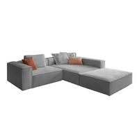 ECKSOFA CARMO Grau Flachgewebe - Schwarz/Grau, Kunststoff/Textil (306/191cm) - KAWOLA