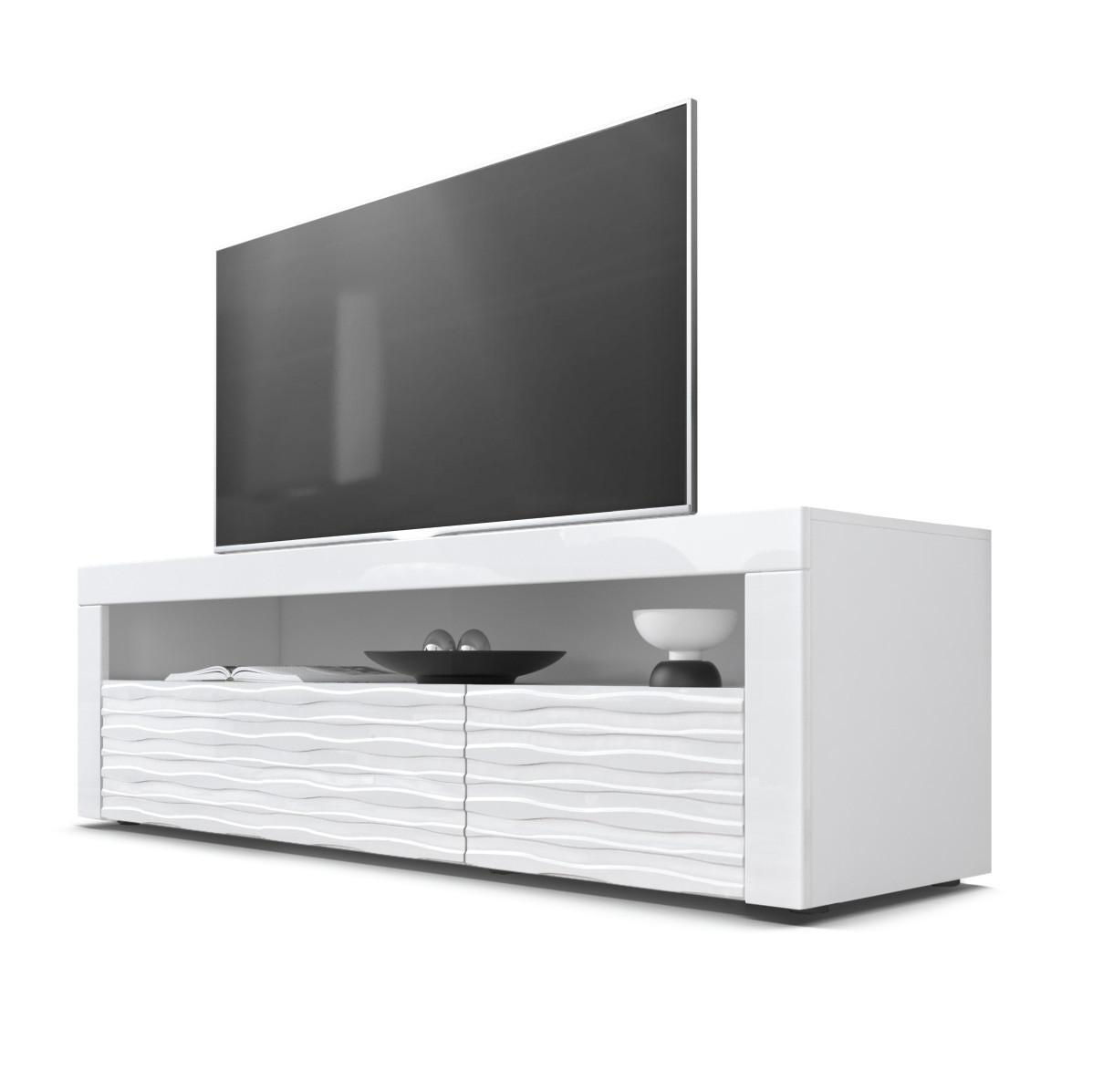 SIDEBOARD Valencia Fronten in Weiß Hochglanz Harmony mit 3D Struktur - Messingfarben, Holzwerkstoff (155/46/40cm) - Vladon
