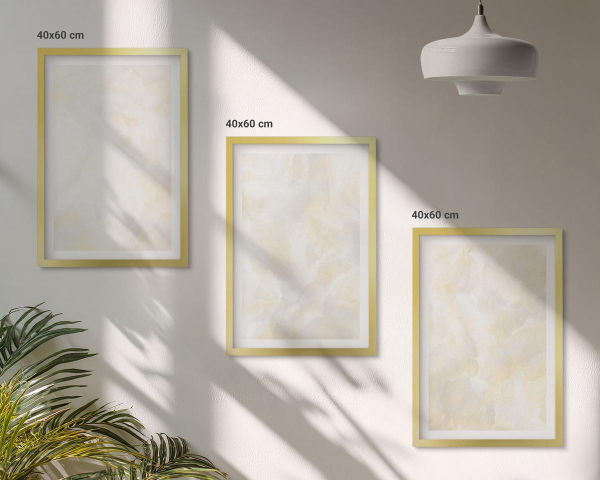BILDER SET 3er Set - 40x60 cm Goldrahmen - Helles Strukturfarbendesign - Goldfarben, Kunststoff (40/60cm) - TULUP