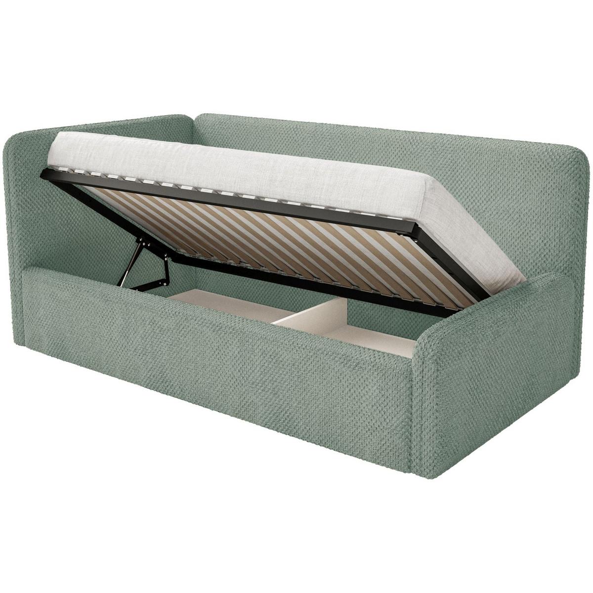 JUGENDBETT Fanko Plüsch Salbeigrün 90x200 cm - Schwarz/Hellgrün, Kunststoff/Textil (90/200cm) - Selsey