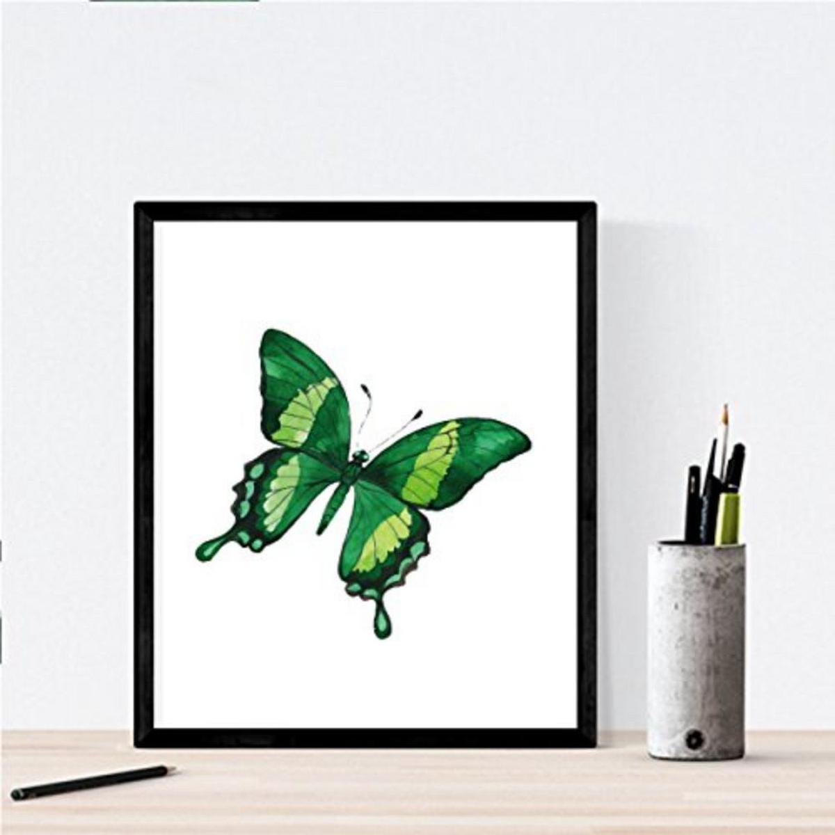 POSTER Set mit 4 Schmetterlinge A4 Schwarzer Rahmen - Schwarz, Papier (29.7/3cm) - Nacnic