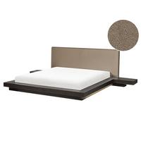 BETT mit LED 160/200 cm MDF-Platte Dunkelbraun Zen - Dunkelbraun, Holz (160/200cm) - Beliani