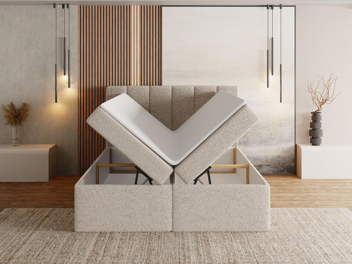BOXBETT Amira mit Bettkasten, Samt Grau 140/200 cm – 7-Zonen Taschenfederkern-Matratze & Komfortschaum-Topper - Schwarz/Grau, Kunststoff/Textil (140/200cm) - WFL GROUP