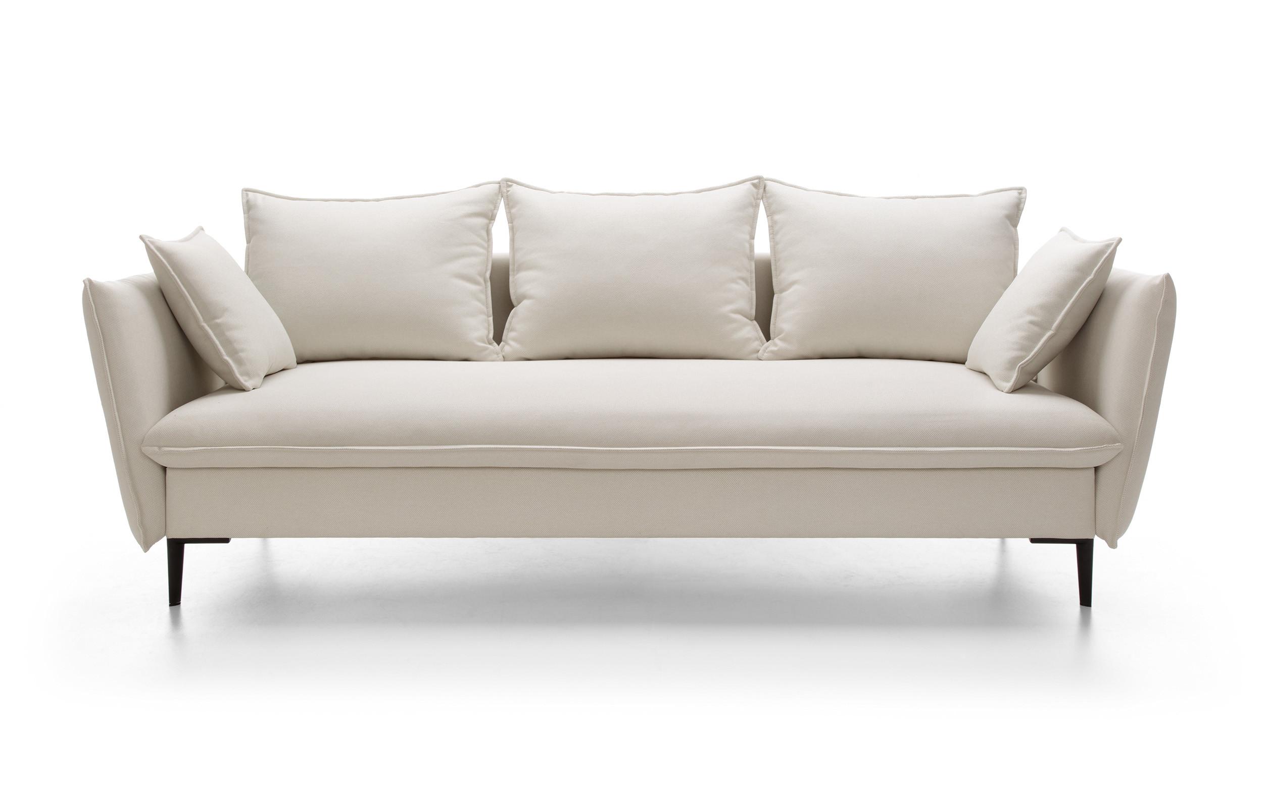 BETTSOFA SOLE Creme Geflochtener Stoff mit Schlaffunktion - Creme, Textil (105/90/237cm) - MASSENO