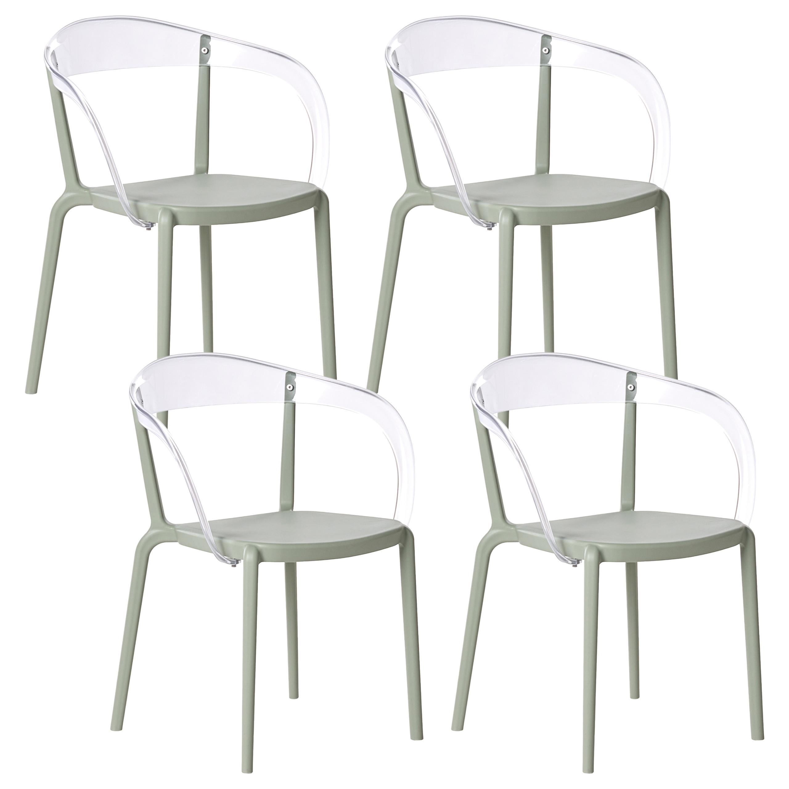 GARTENSTUHL 4er-Set stapelbar Hellgrün Malevizi - Hellgrün, Kunststoff (45/77/45cm) - Beliani