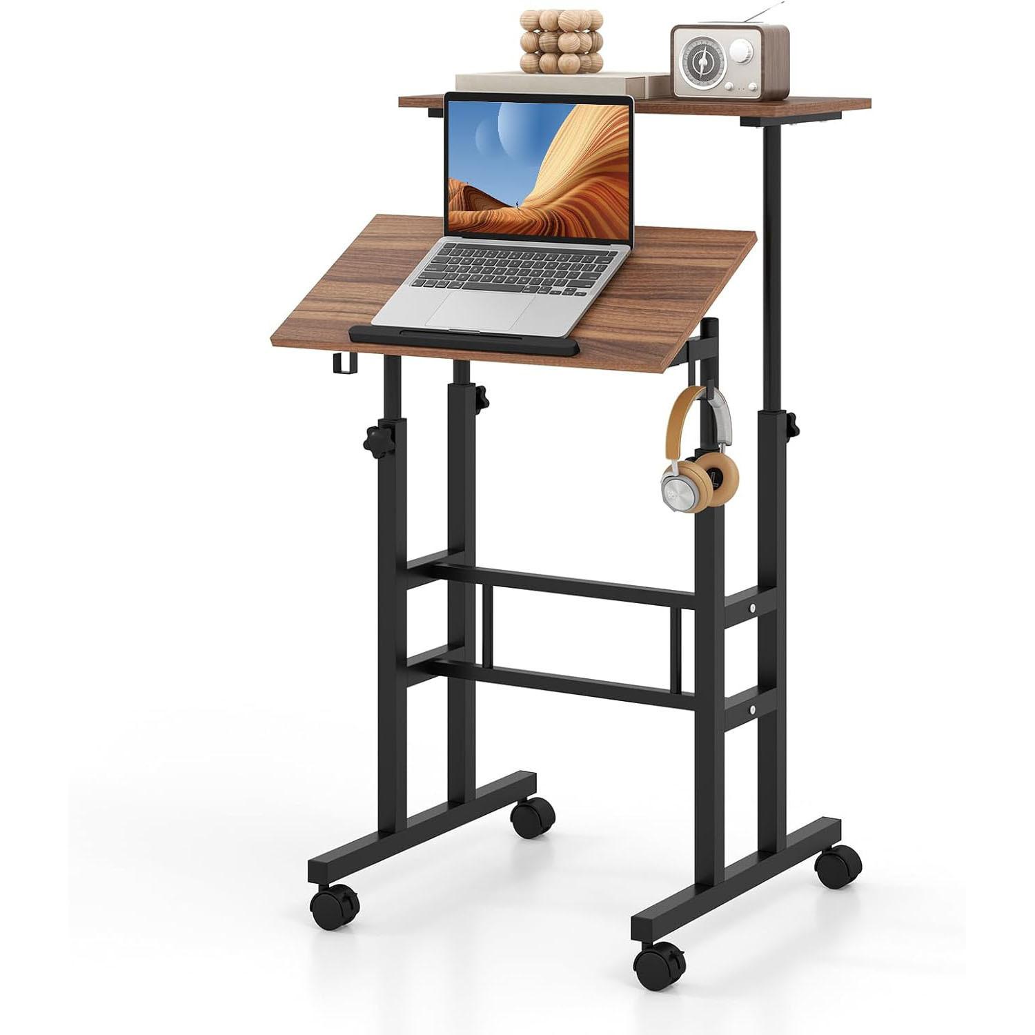 COMPUTERTISCH Walnuss - Walnussfarben, Holzwerkstoff (55/60/124cm) - COSTWAY