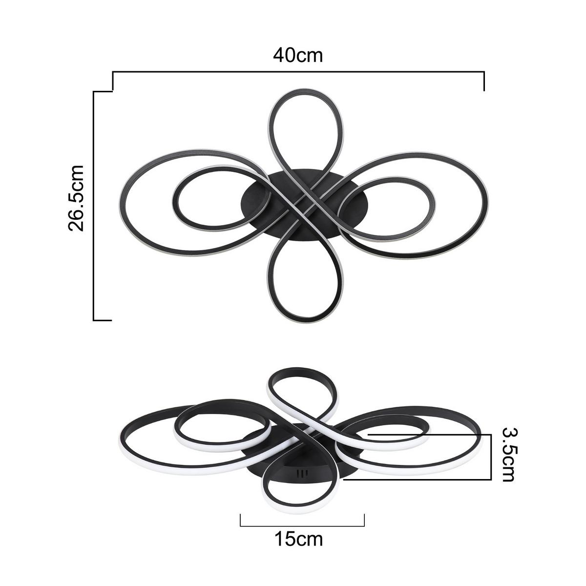 LED-DECKENLEUCHTE Rivak 26.5/3.5/40 cm - Schwarz, Metall (40/26.5/3.5cm) - ZMH