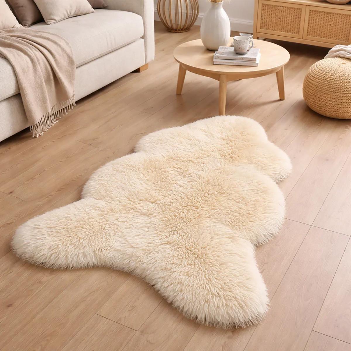 SCHAFFELL Premium Lammfell Natur ungeschoren weiche Wolle Vegetable gegerbt ca. 135 cm - Weiß Hochglanz, Fell (75/135cm) - Provellus