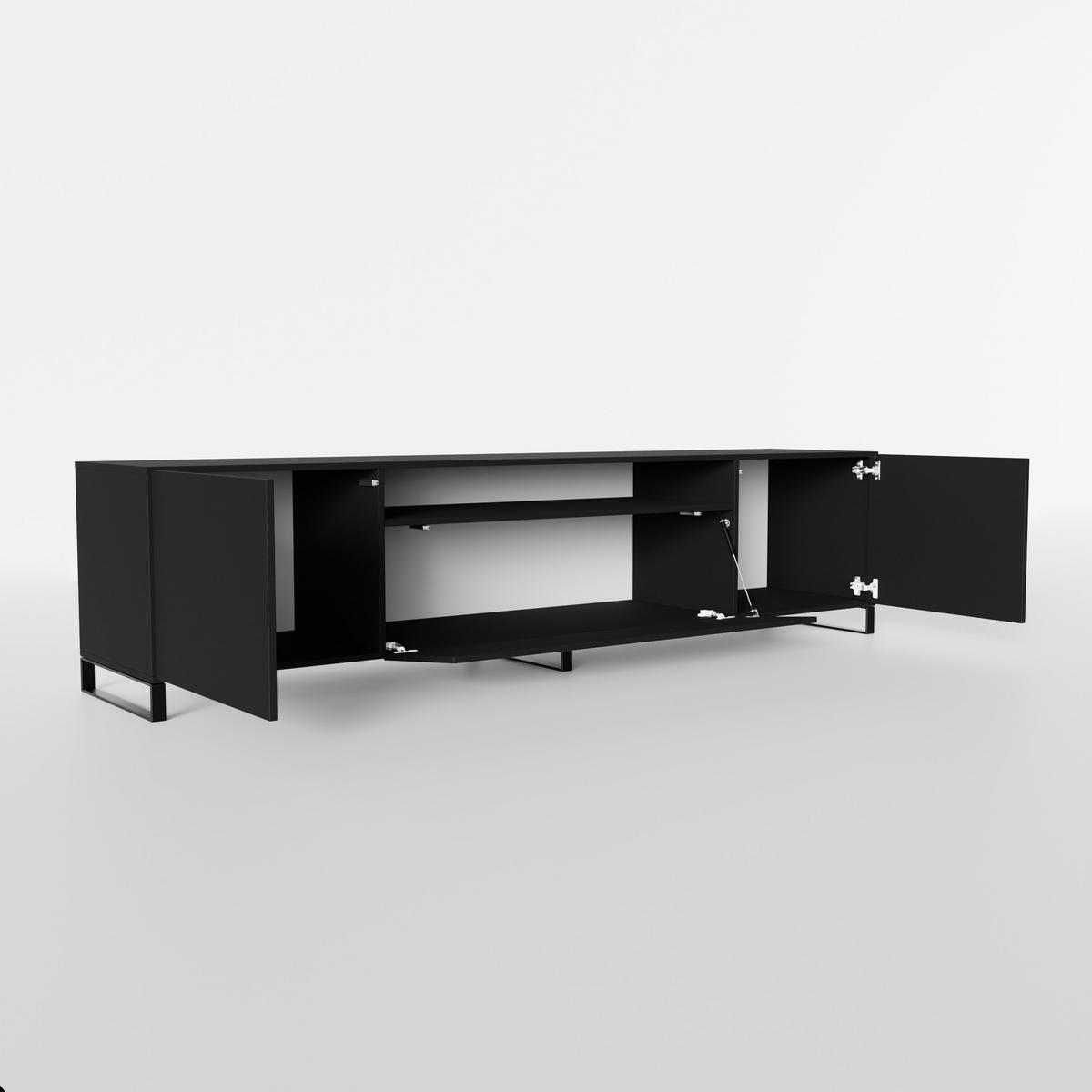 LOWBOARD MIVO 200/41/40 cm, Stand-TV-Schrank Schwarz - Schwarz, Holzwerkstoff (200/41/40cm) - MASSENO
