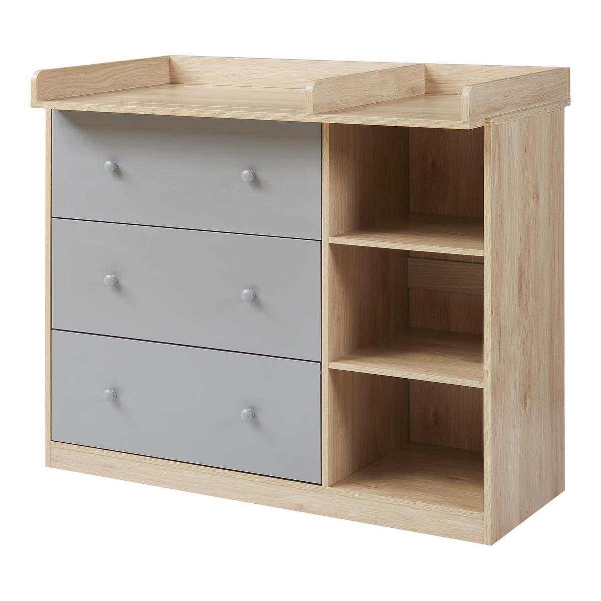 WICKELKOMMODE Beldinupp - Eichefarben/Grau, Holzwerkstoff (55/93/110cm) - [en.casa]