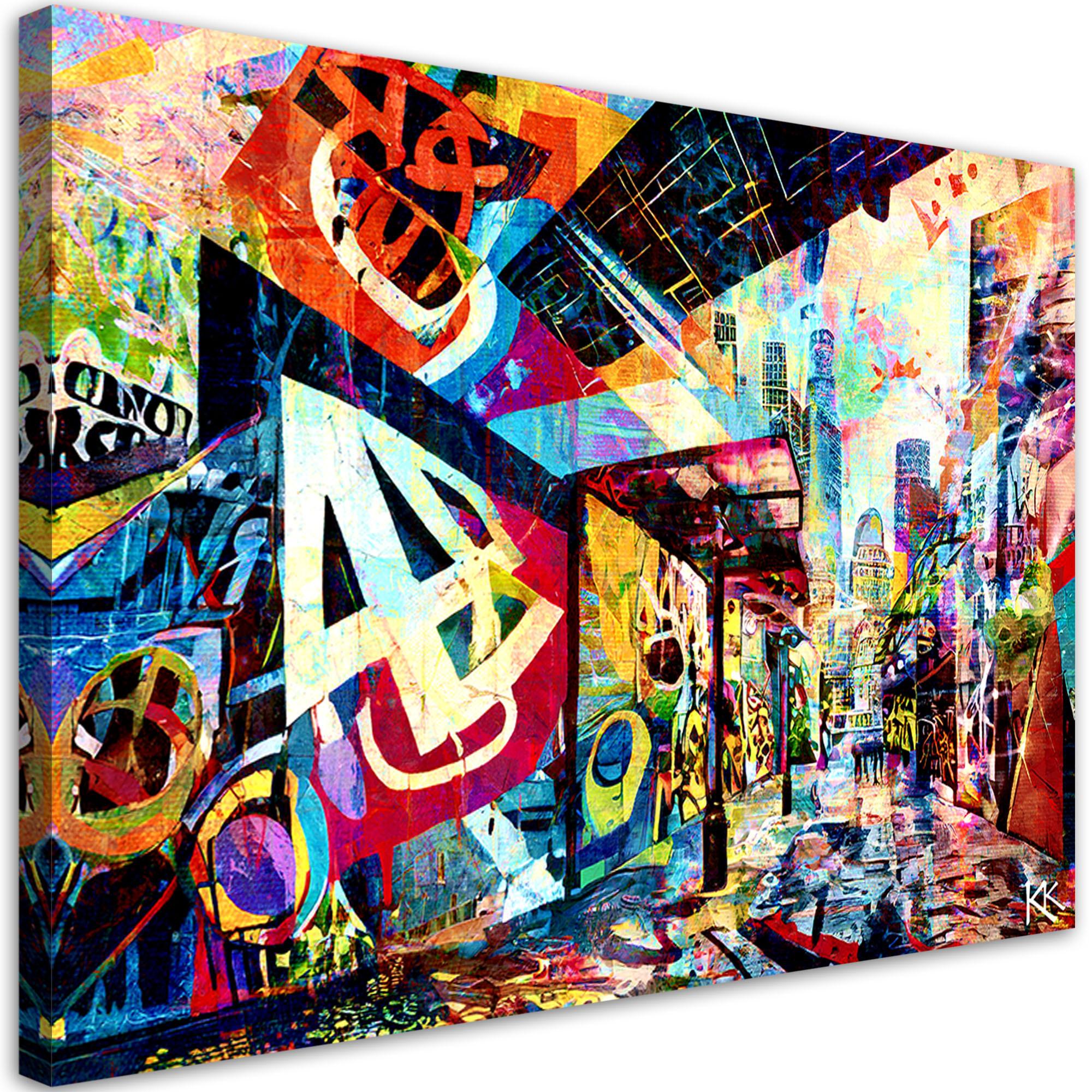 LEINWANDBILD Bunte Stadt 100x70cm - Multicolor, Textil (100/70cm) - Feeby