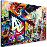 LEINWANDBILD Bunte Stadt 100x70cm - Multicolor, Textil (100/70cm) - Feeby