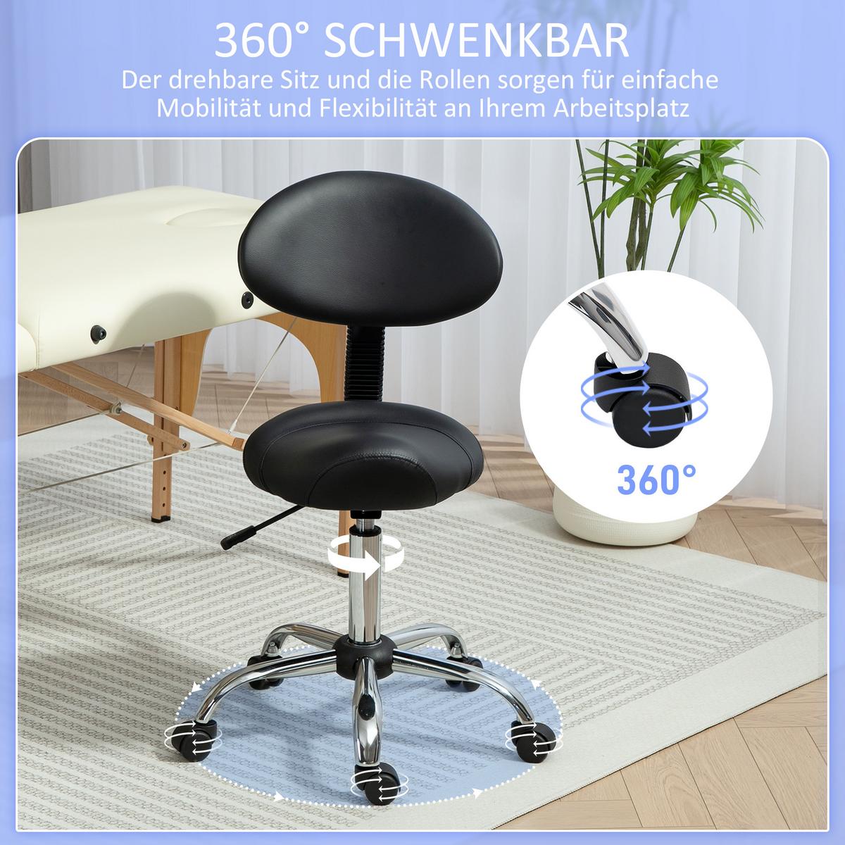 ROLLHOCKER Kunstleder Schaumstoff Schwarz - Silberfarben/Schwarz, Kunststoff/Metall (50/98/50cm) - HOMCOM