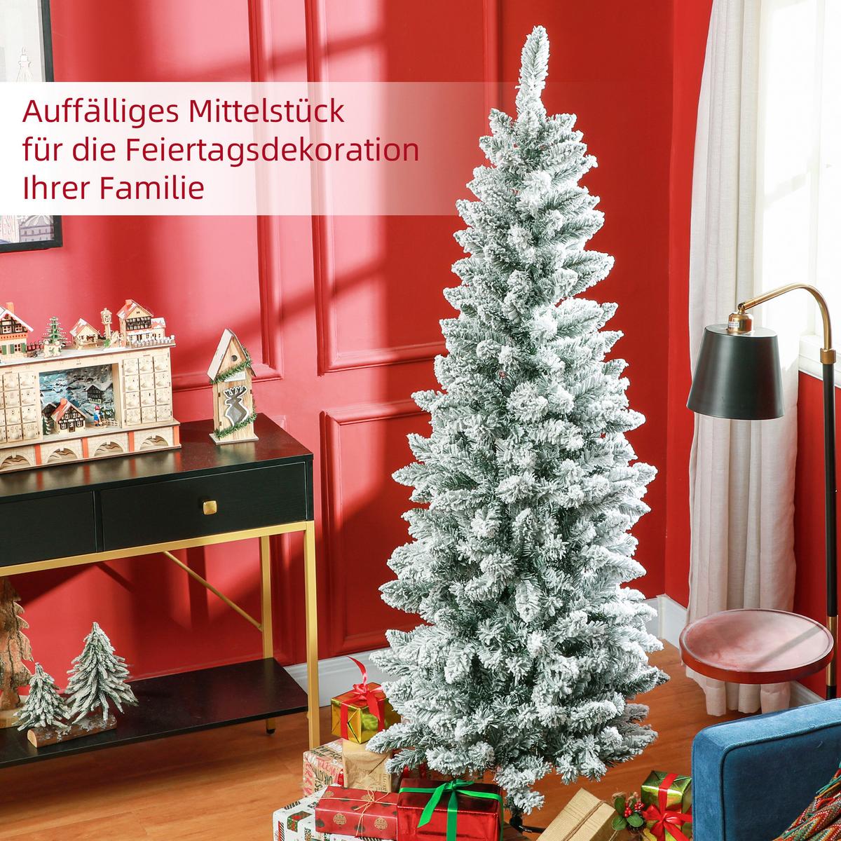 KÜNSTLICHER Weihnachtsbaum, 183 cm Christbaum mit 479 Spitzen für Weihnachten - Grün, Kunststoff/Metall (183cm) - HOMCOM