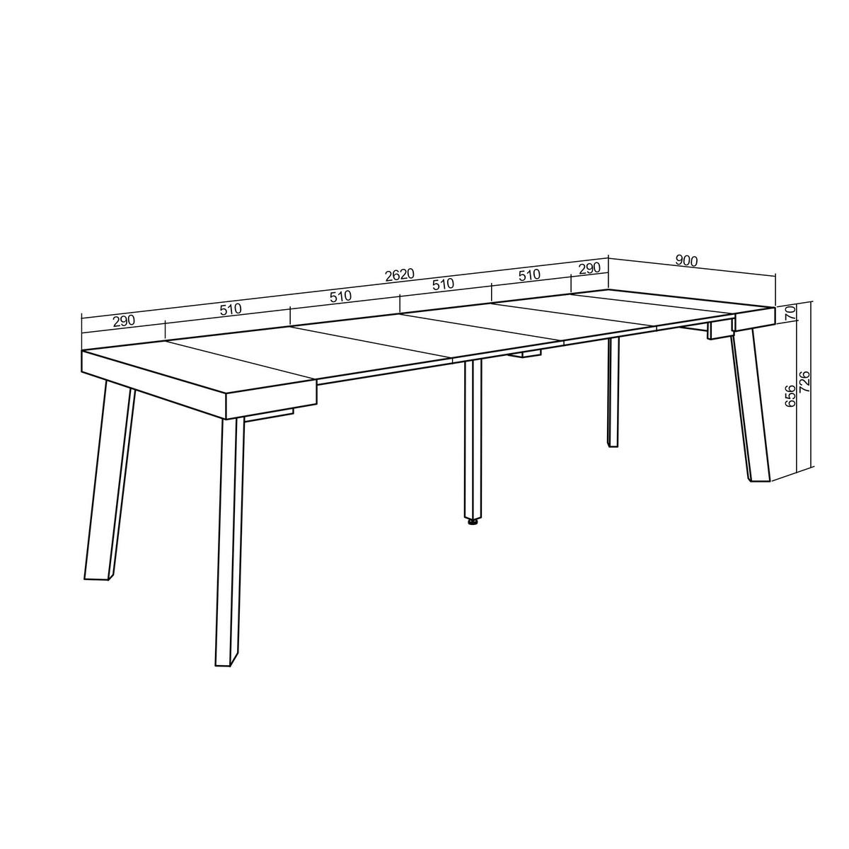 ESSTISCH ausziehbar 58 bis 262cm, für 12 Gäste, schwarz, 58/90/73cm - Schwarz, Holzwerkstoff (90/262/73cm) - Skraut Home