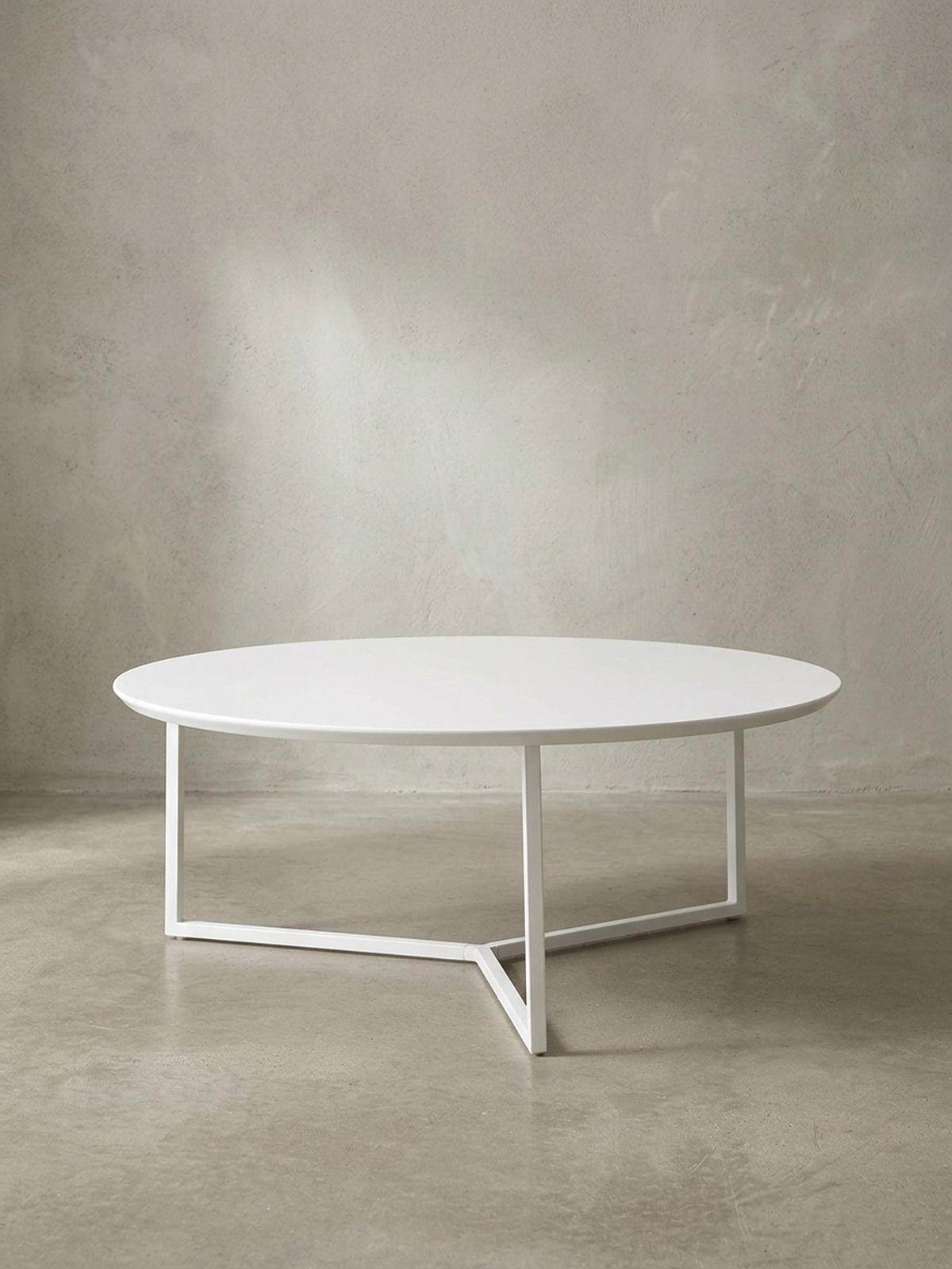 COUCHTISCH rund, Weißes MDF-Holz mit Metallbeinen, Durchmesser 80 cm, Höhe 33 cm - Weiß, Holz/Metall (80/80/33cm) - KADIMA DESIGN